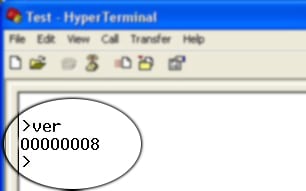 HyperTerminal USBGPIO Version Command
