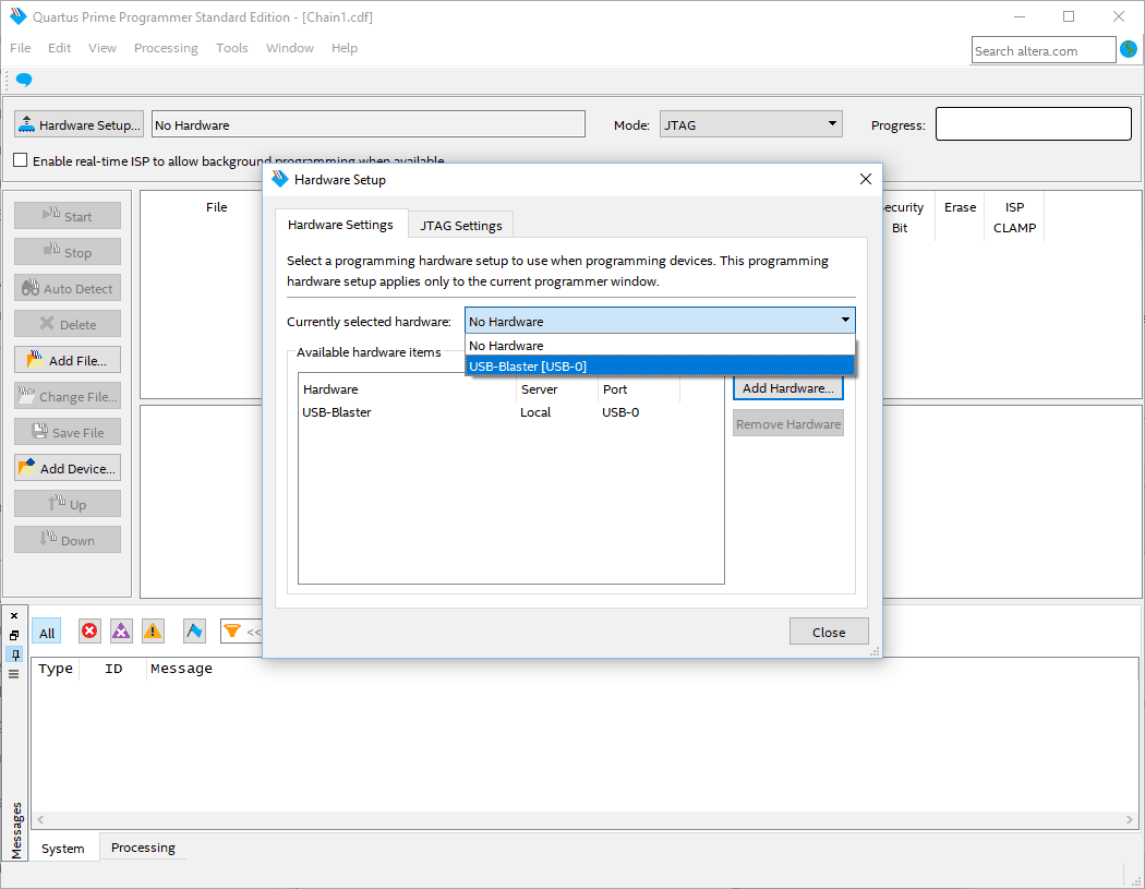 altera quartus ii programmer detect usb blaster