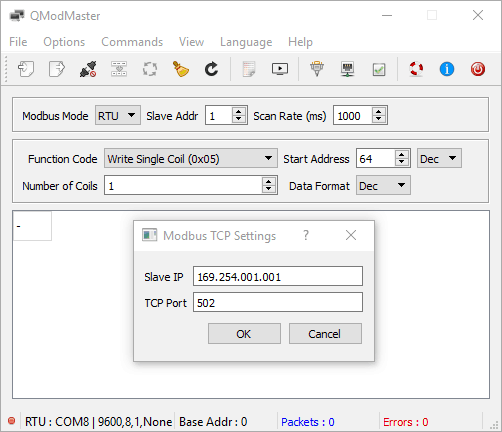 qModMaster TCP Settings for ZGXxx
