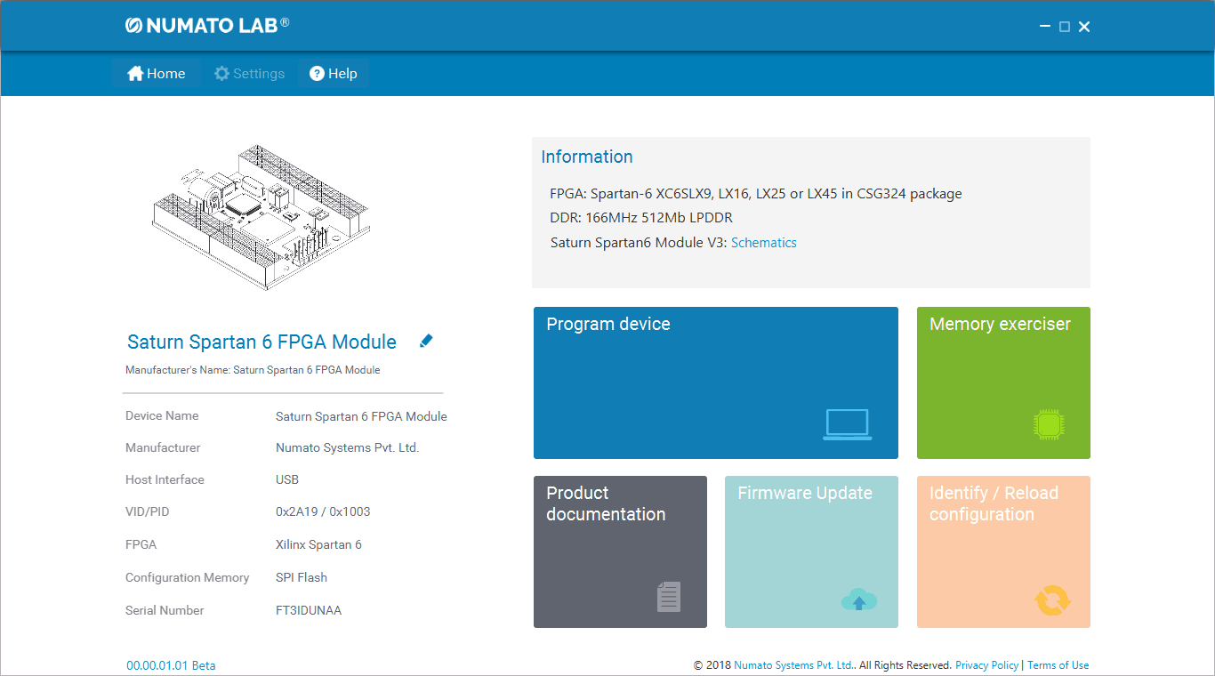 Tenagra Device Information Screen