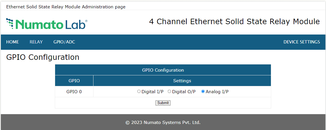 8 Channel Ethernet SS Device Settings