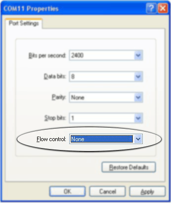 HyperTerminal USBGPIO COMPortSettings