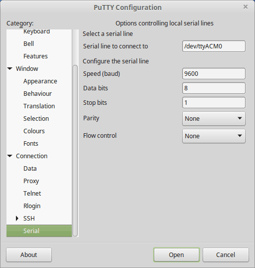 Putty With Numato Lab GPIO On LInux Settings
