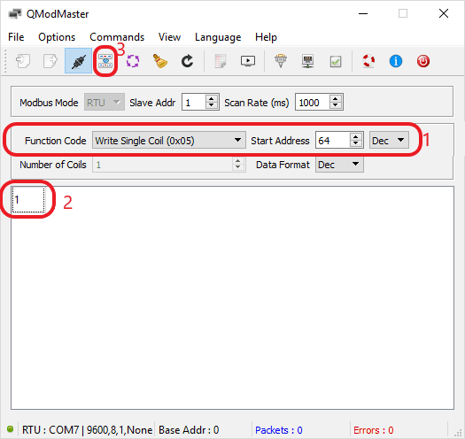 qModMaster Turn Relay ON