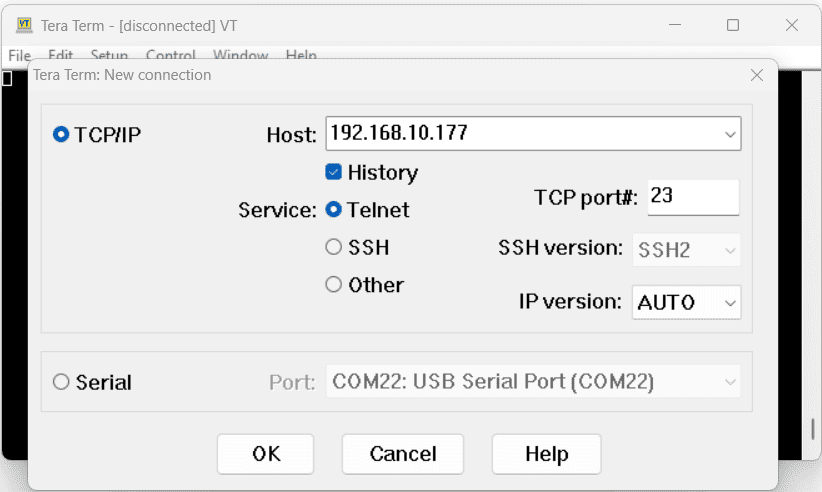 Teraterm (disconnected) VT