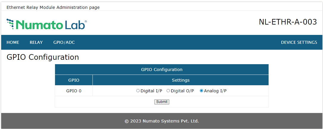 8 Channel Ethernet SS Device Settings